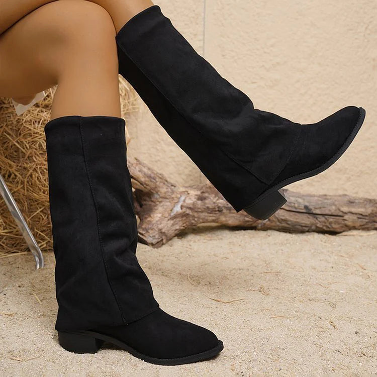 Wide leg gaiter boots women