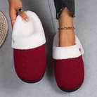 Open back sherpa slippers in red for women