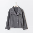 Asymmetric button pea coat for women