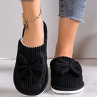 Floral satin slippers in black for women