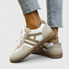 Two-tone suede-trim sneakers for women
