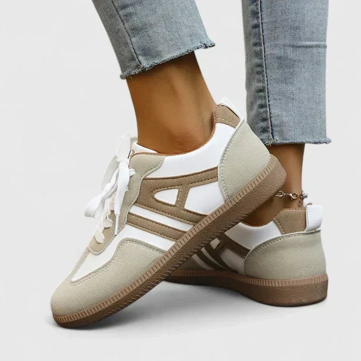 Two-tone suede-trim sneakers for women