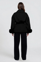 Relaxed fit wool-look belted coat for women