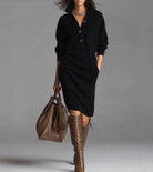 Button front sweater dress for women