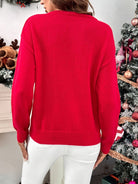 Red Christmas sweater with sequin Santa for women