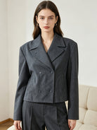Welt pocket cropped pea coat for women