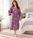 Floral cotton kimono robe for women