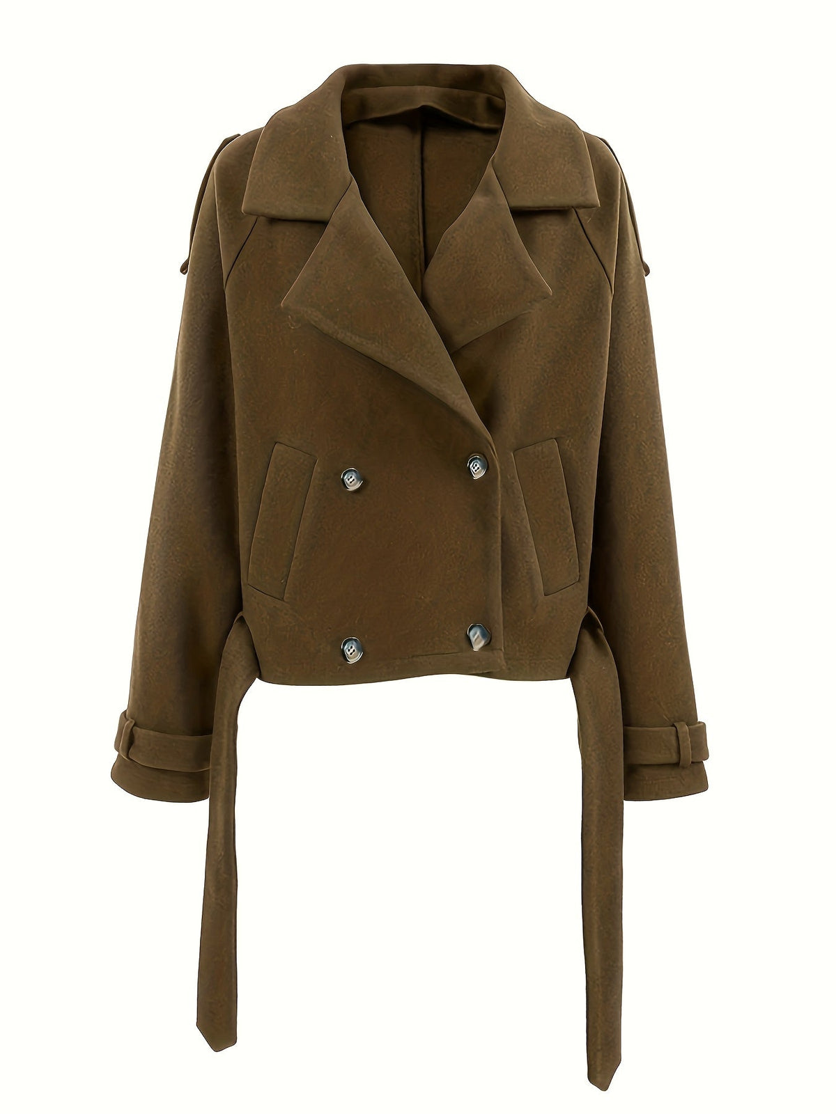 Belted oversized pea coat for women
