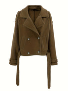 Belted oversized pea coat for women