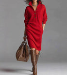 Button front sweater dress for women