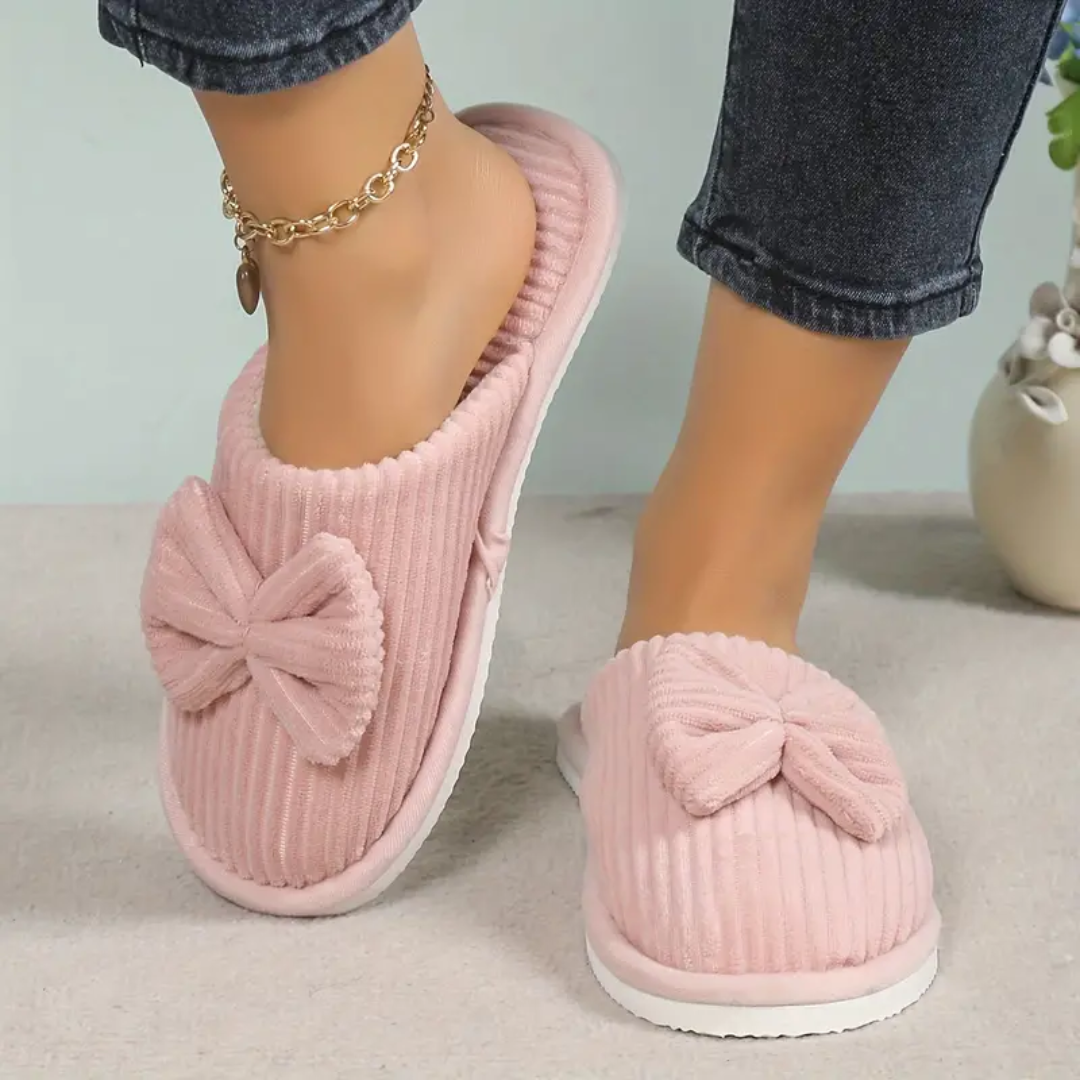 Floral satin slippers in pink for women