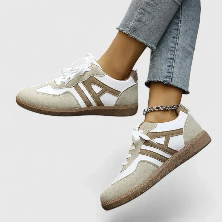 Two-tone suede-trim sneakers for women