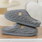 Bear print sherpa slippers in gray for women