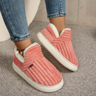 Ribbed fleece lined slippers for women