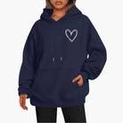 Heart print oversized hoodie for women