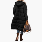 Fleece-lined hooded puffer coat for women