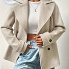 Oversized cuffed pea coat for women
