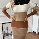 Colourblock bodycon sweater dress for women