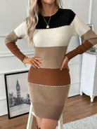 Colourblock bodycon sweater dress for women