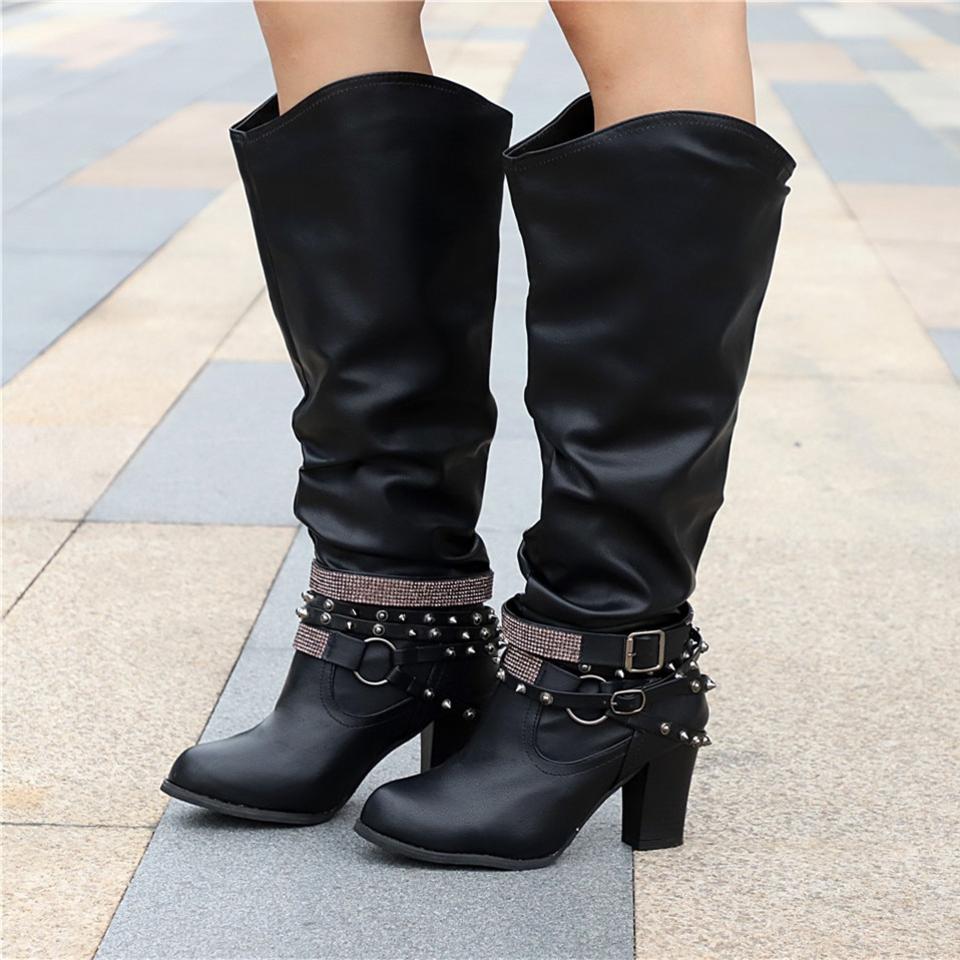 slouchy knee high wide calf boots for women