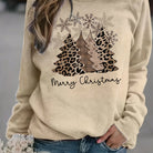 Leopard print Christmas sweater with drop shoulders for women