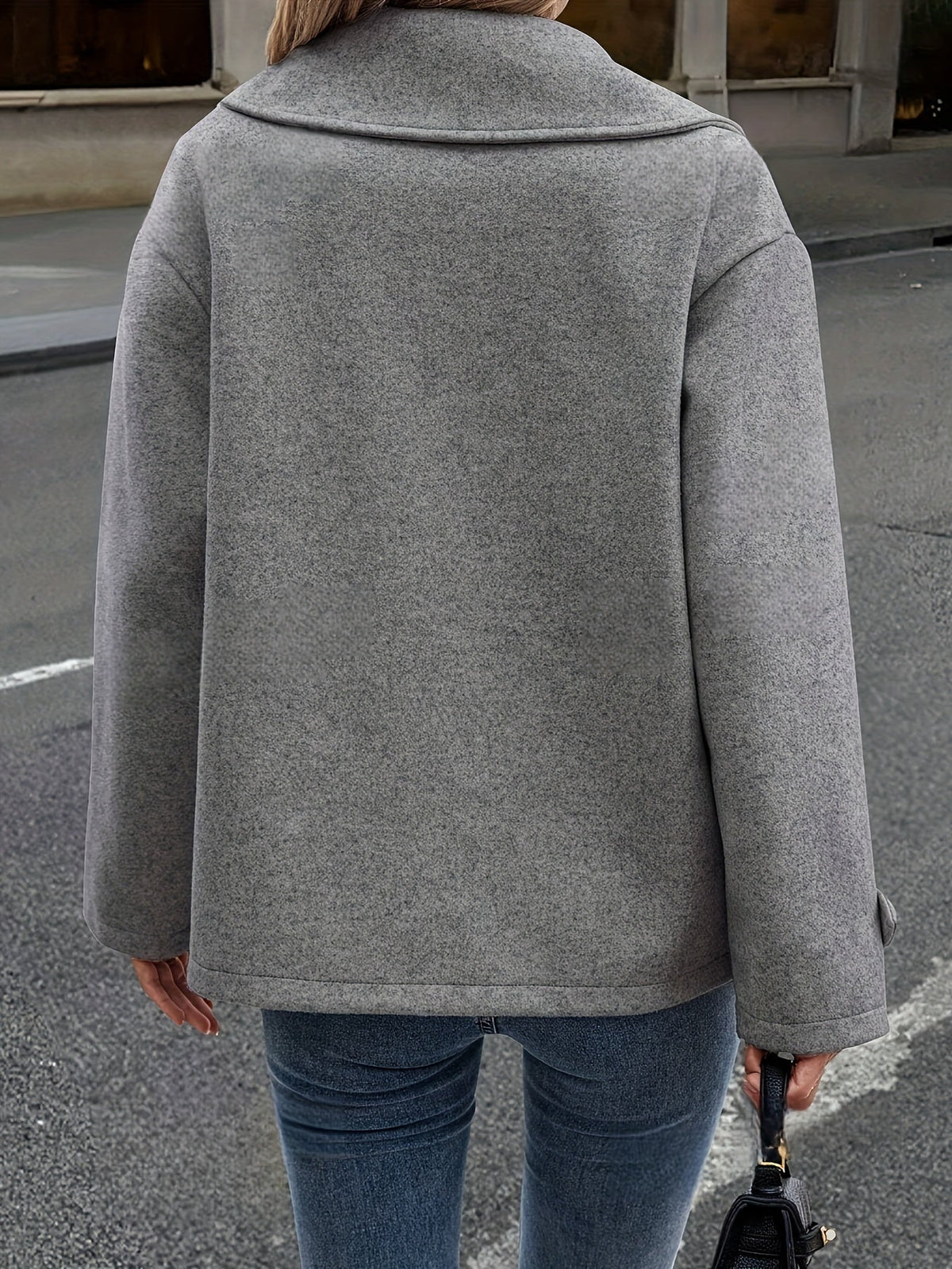 Notched lapel pea coat for women