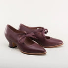 Vintage ribbon tie cutout kitten heels for women