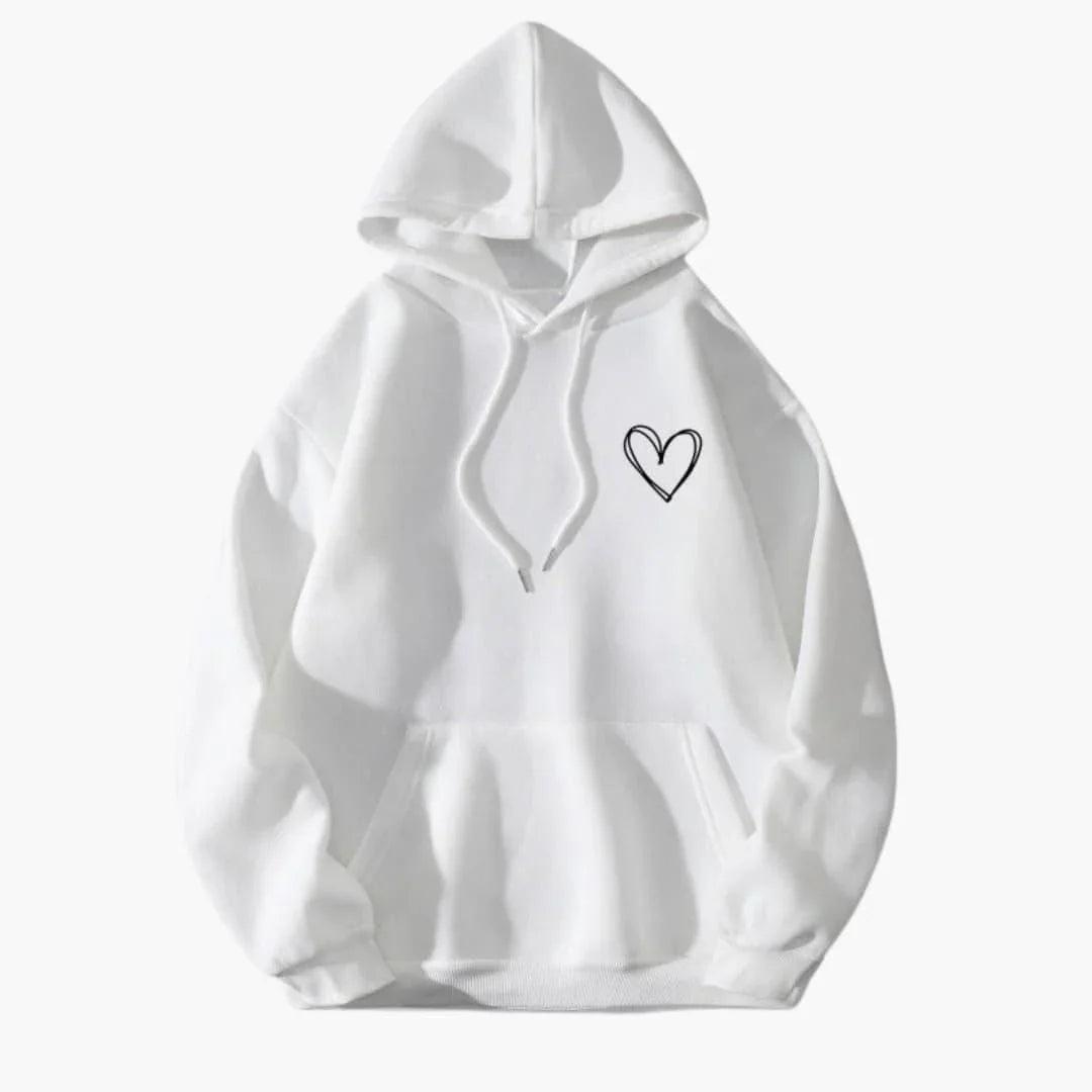 Heart print oversized hoodie for women