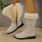 Plush-lined mid-calf winter boots with faux-fur cuff for women