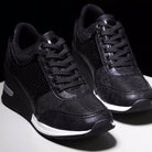 Mesh platform wedge sneakers for women