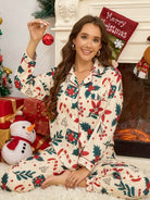 Candy cane Christmas pajama set in white for women