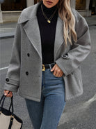 Notched lapel pea coat for women