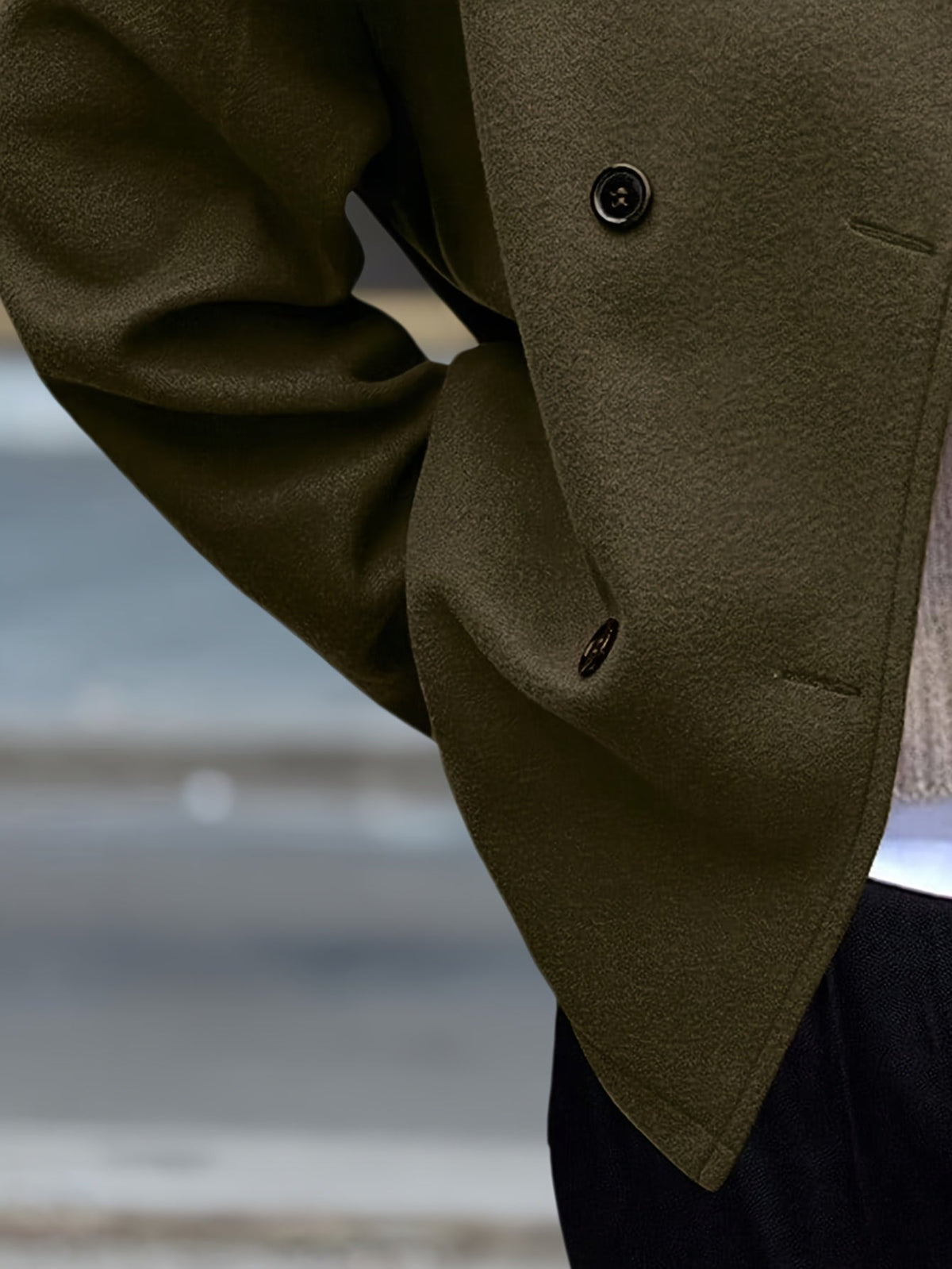Brushed fleece pea coat for women