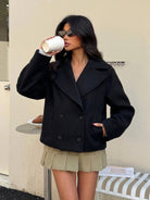 Structured cropped pea coat for women