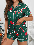Candy cane Christmas pajama set in green for women