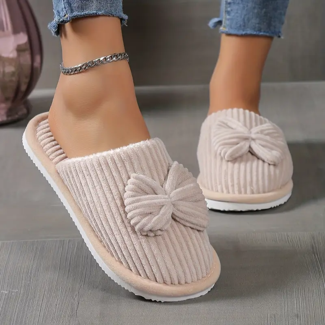 Floral satin slippers in grey for women