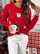 Red Christmas sweater with sequin Santa for women