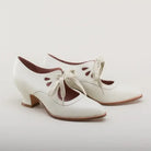 Vintage ribbon tie cutout kitten heels for women