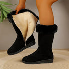 Plush-lined mid-calf winter boots with faux-fur cuff for women