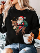 Christmas sweater with Santa and reindeer print for women