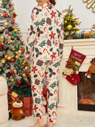 Candy cane Christmas pajama set in white for women