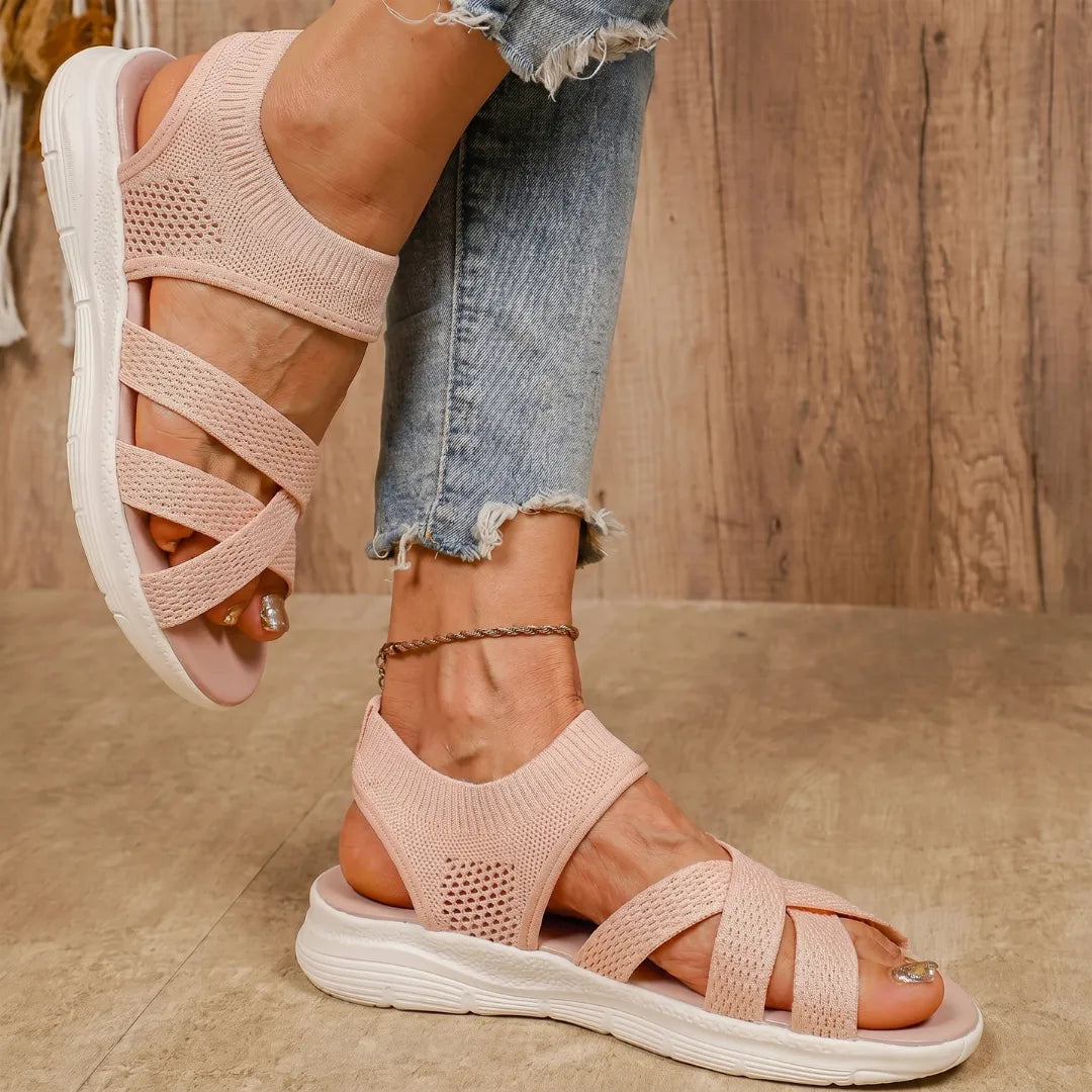 Sandalias Mujer Punta Ancha Slip On sin Cordones Suela Flexible Livianas Caminar Casual Seis Colores