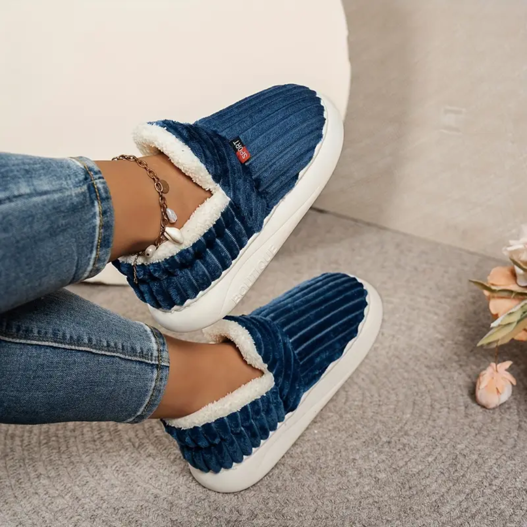 Ribbed fleece lined slippers for women