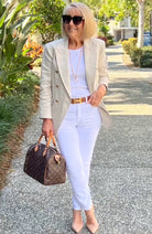 Double-breasted blazer in beige for women