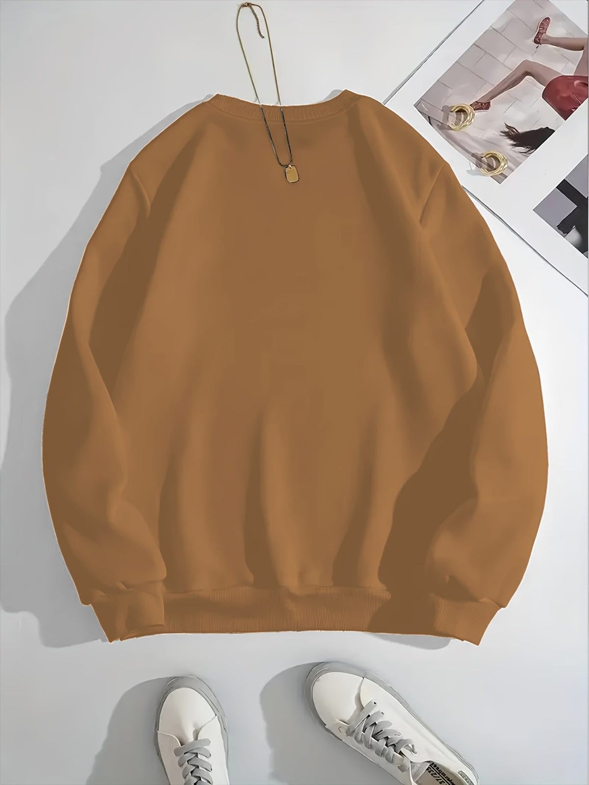 Leopard print Christmas sweater with drop shoulders for women
