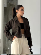 Cropped tailored pea coat for women