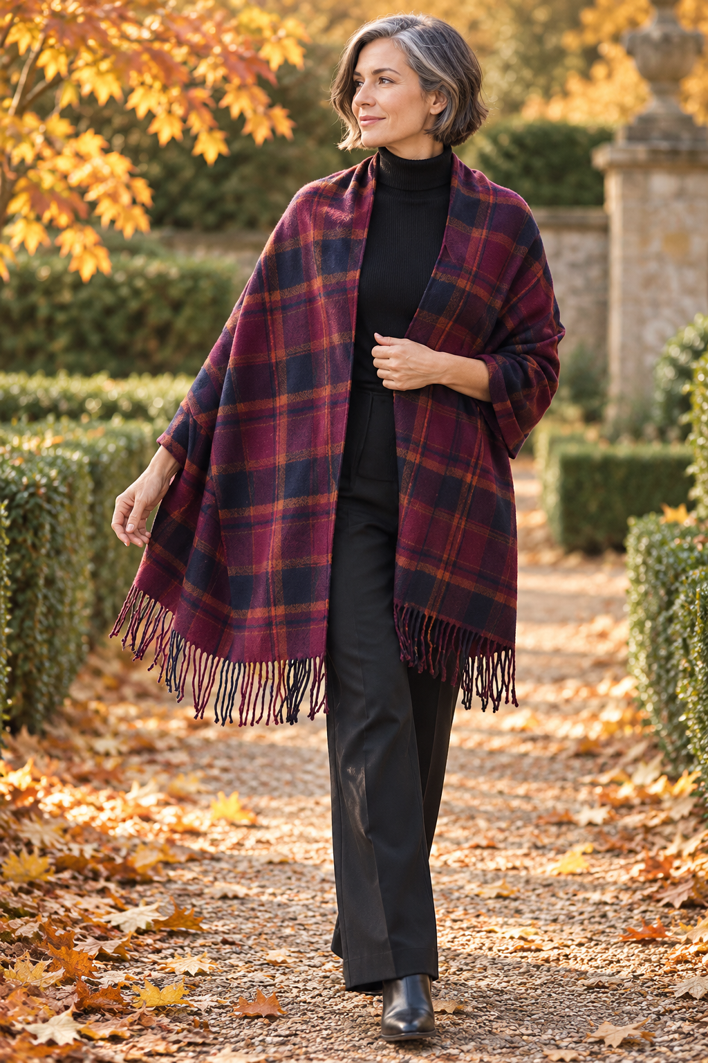 Classic check winter scarf for women