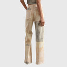 Collage print wide leg jeans for women