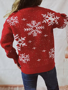 Red snowflake mock neck Christmas sweater for women