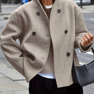 Dropped shoulder pea coat for women